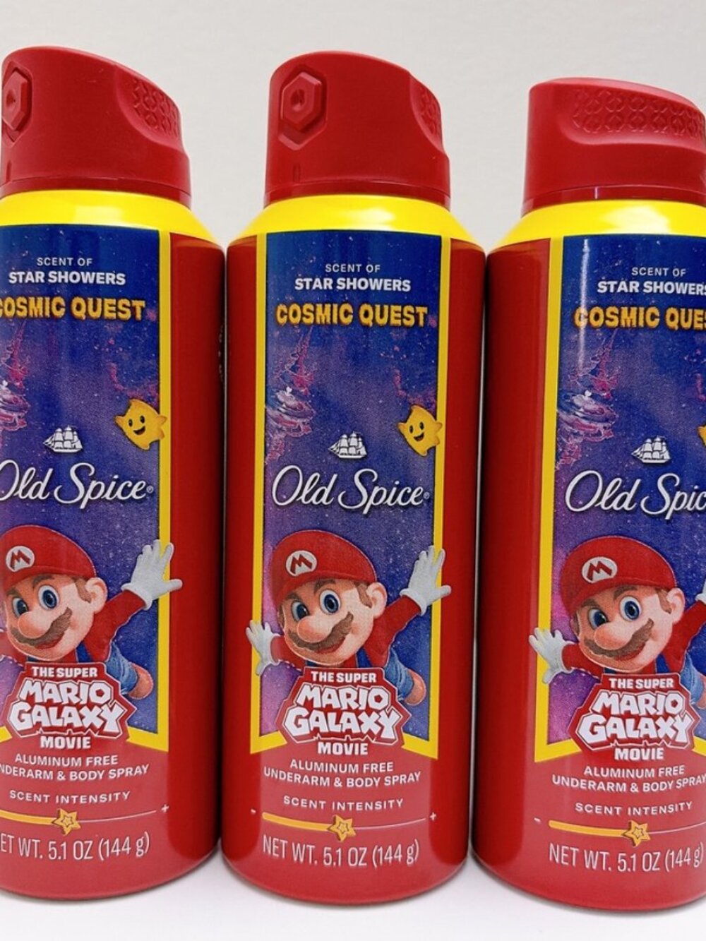 3x Old Spice Super Mario Galaxy Cosmic Quest Deodorant Spray Aluminum-Free
